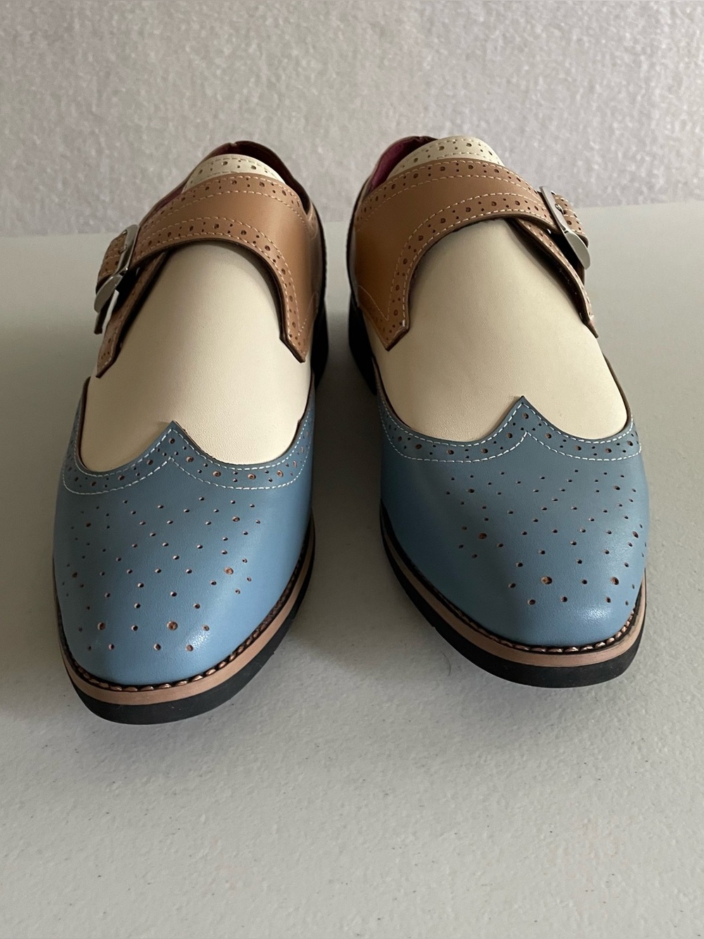 🔥Brogue Wingtip Spectator Loafers Blue/Beige/Cream NWT – US 9.5/10 (EU size 43) - Picture 3 of 11